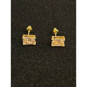 Gold-Plated Sterling Silver CZ Stud Earrings